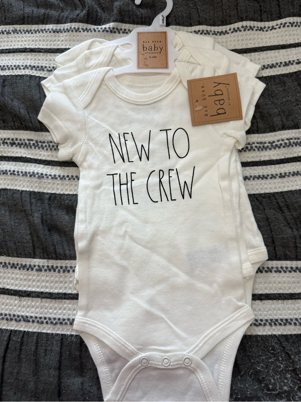 Rae Dunn White Baby One-Piece Bodysuit 'New to the Crew'